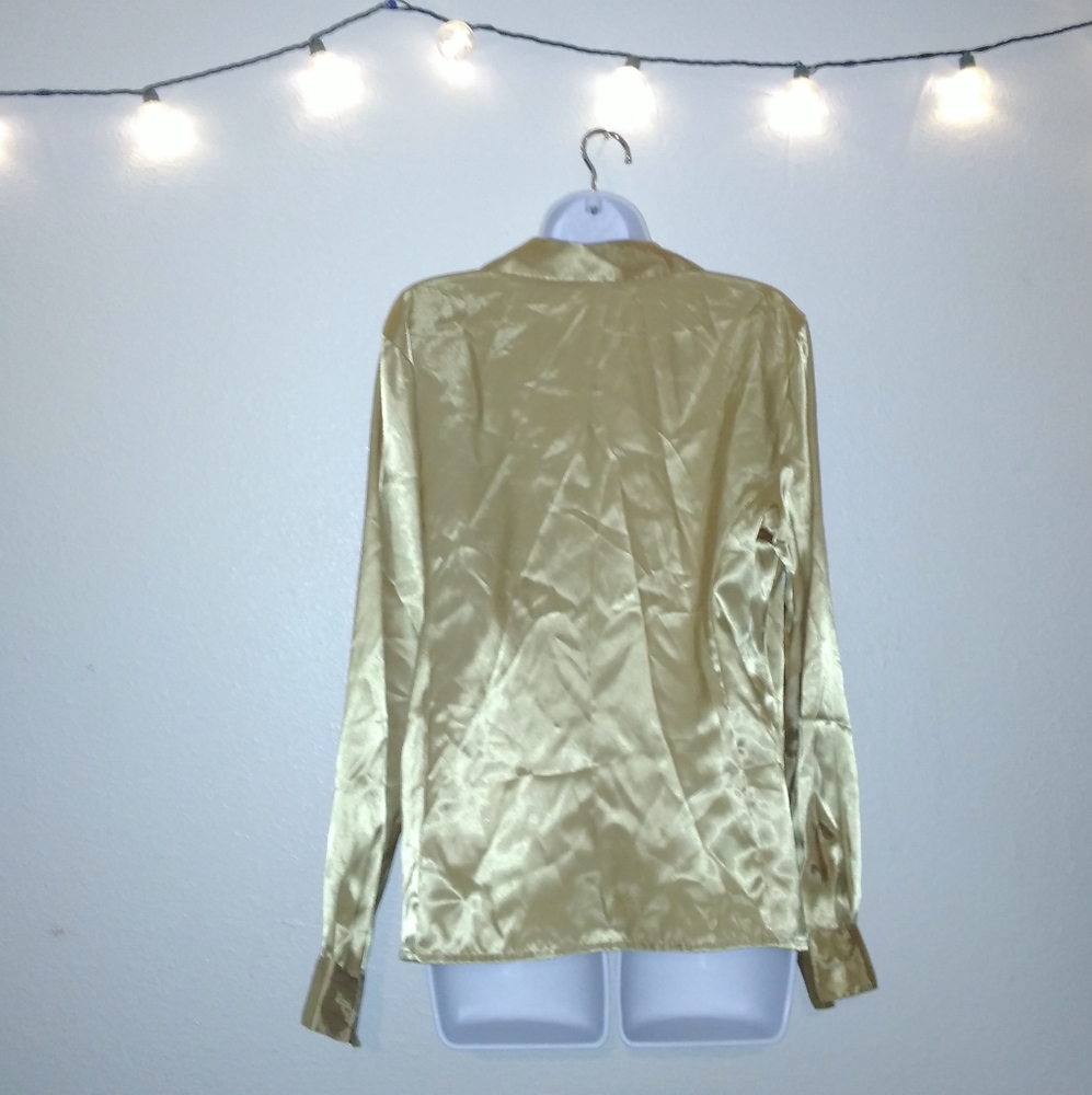 Croft & Barrow Golden Silky Button Blouse - Picture 2 of 7